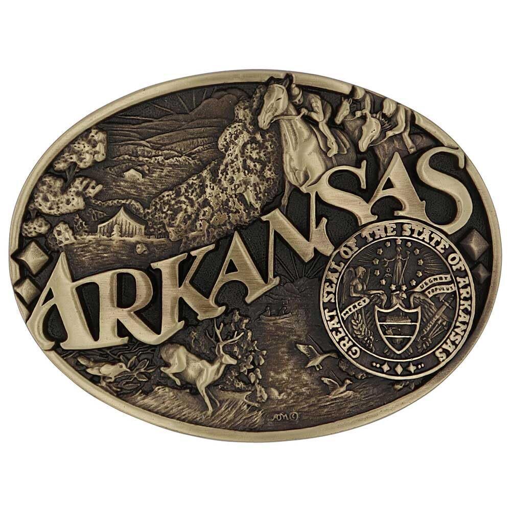 4179 Attitude State Heritage Oval Antiqued Patina Western Belt Buckle